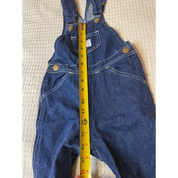 VTG Kids Talk Dark Wash 100% Cotton Snap Crotch Denim Play Overalls Size 2T - Picture 6 of 10